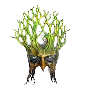 Biggg 15 1/2” Tall Leather Tree Mask greenman greenwoman lightweight entirely hand crafted Halloween Burning Man masquerade wall art