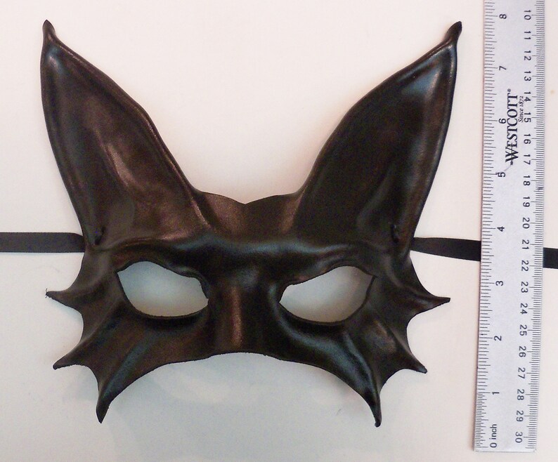 Entirey handcrafted Black Cat Leather Mask costume very Etsy