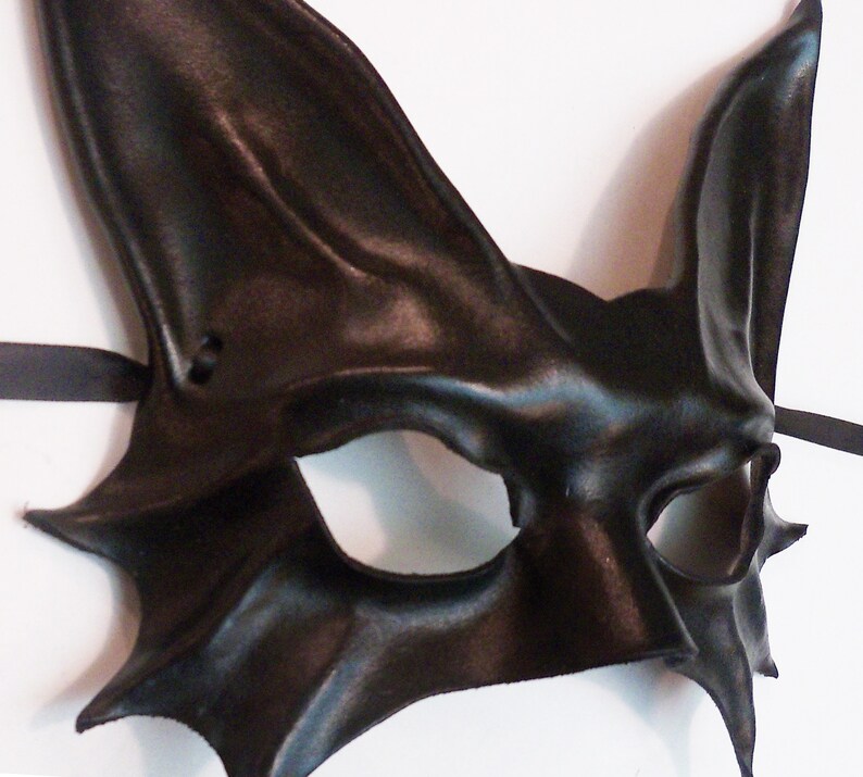 Entirey handcrafted Black Cat Leather Mask costume very Etsy