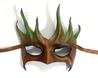 Entirely Handcrafted Leather Tree Mask tree costume masquerade Halloween Burning Man very lightweight small to medium adult size