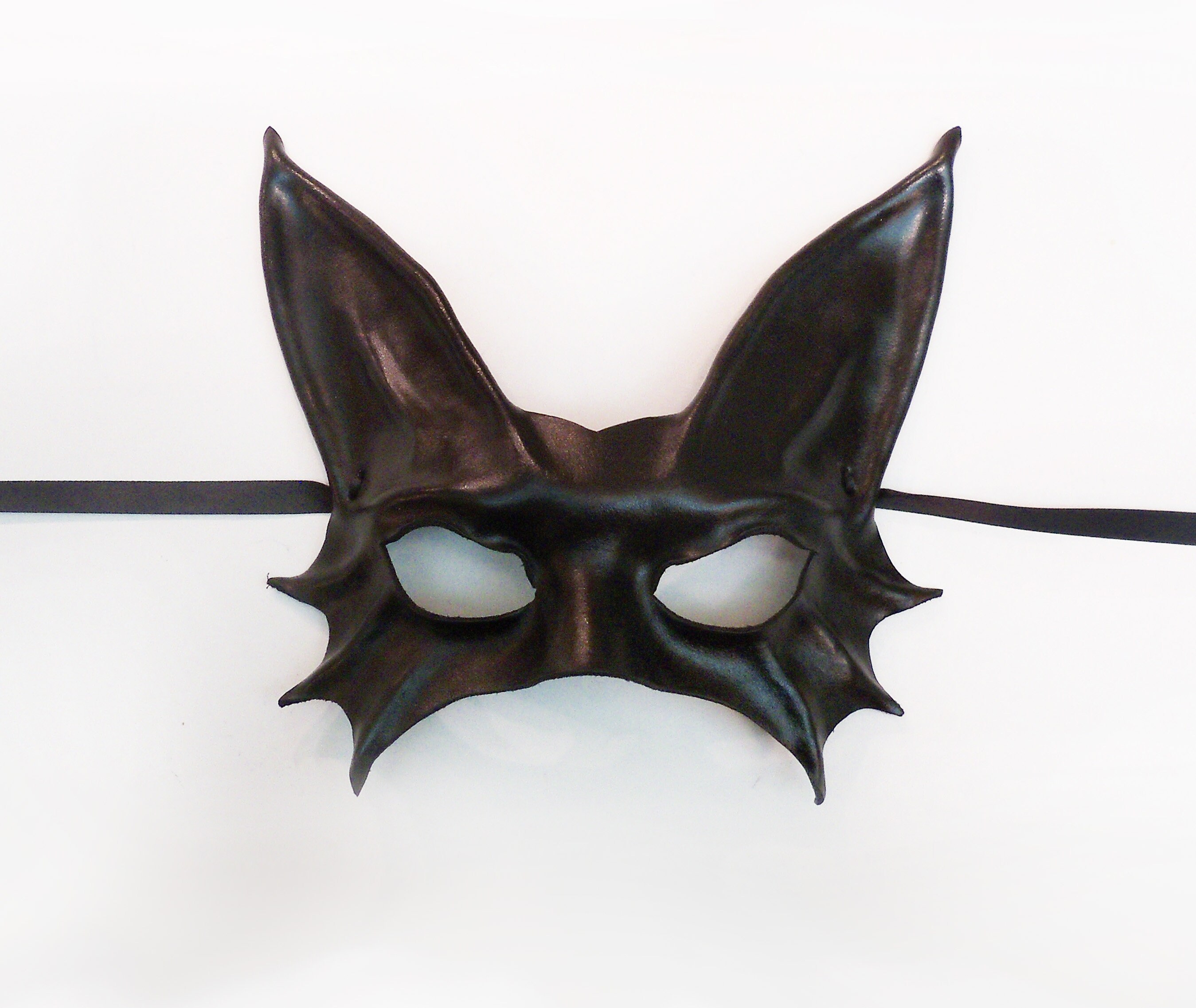 Entirey handcrafted Black Cat Leather Mask costume very Etsy