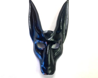 Black Jackal Anubis Leather Mask entirely hand crafted Egypt Egyptian Dog 15” tall lightweight masquerade masks art costume Halloween