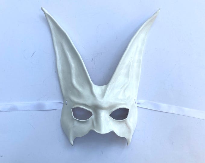 White Rabbit Leather Mask 12” Tall Entirely Hand Crafted Masquerade ...