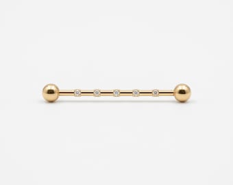 Barra industrial con diamantes / Oro de 10K, 14K, 18K, oro blanco, oro rosa o plata de ley / Diamante o moissanita cultivados en laboratorio / SJL-125