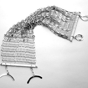 Multi-chain mesh sterling silver bracelet