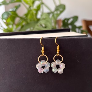 Flower Power Iridescent Beaded Dangle Earrings