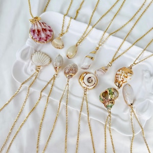 Collana di conchiglie naturali/Collana di conchiglie estive/Collana di conchiglie oceaniche/Collana in oro boho/Collana regolabile da spiaggia/Collane da mare