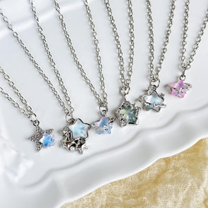 Gradient Star Y2K Necklace, Starlight Y2K Necklace, Woman Y2K Necklace, Adjustable Y2K Necklace, Dainty Y2K Necklace, Silver Chain necklace