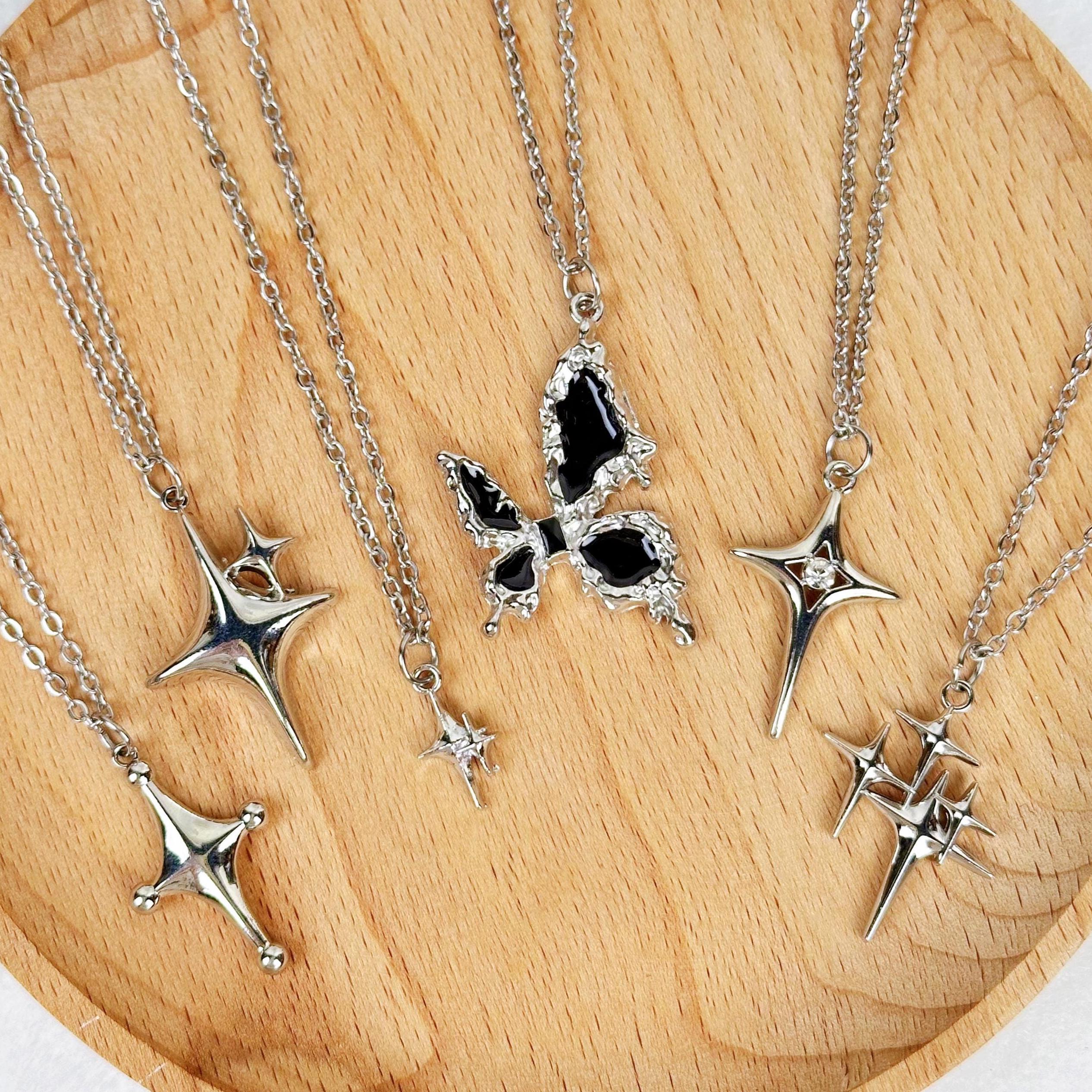 Starlight Y2K Necklace, Butterfly Y2K Necklace, Punk Y2K Necklace, Adjustable Y2K Necklace, Y2K Necklace, Chunky Silver Chain necklace