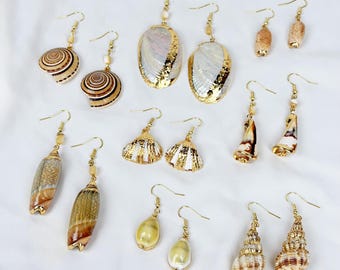 Natural Seashell Earrings/ Boho Seashell Earrings/ Gold Seashell Earrings/ Ocean Seashell Earrings/ Beach Earrings/ Summer Seaside Earrings