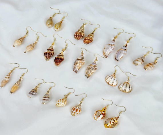 Seashell Earrings/ Summer Boho Earrings/ Gold Seashell Earrings/ Ocean Seashell Earrings/ Beach Earrings/ Natural Seaside Earrings