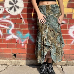 Floral Elastic Summer Skirt, Boho Print Beach Skirt, Festival Party Vacation Skirt, Fairy Hippie Low Waist Skirt, Y2k Layered Lace Skirt