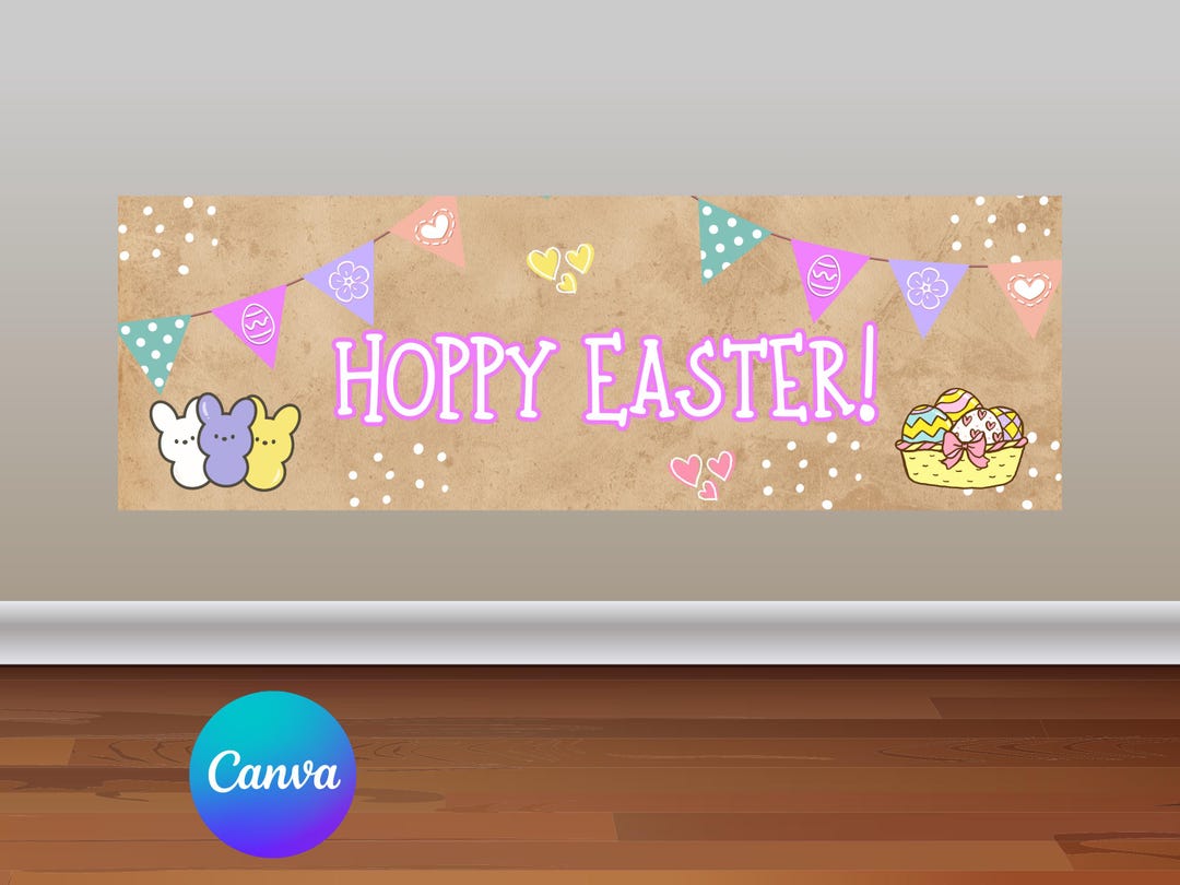 Hoppy Easter Banner | Printable Easter Party Decoration | Digital ...