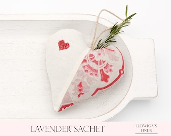 French Lavender Sachet – Lovely Gift for Her/Friends/Family/Woman/Mom/BFF – With Vintage/Antique Linen, Personalized Gift Box Option