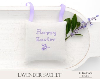 Easter Antique Linen Lavender Sachet – Best handmade gift for Her/Woman/BFF/Mom/Friends/Family – Filled with French Lavender, Personalized