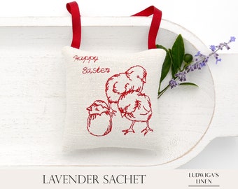 Spring Easter Antique Linen Lavender Sachet – Lovely gift for Her/Woman/Friends/Family/BFF/Mom – Filled with French Lavender, Personalized