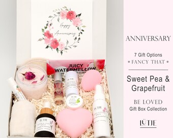 Anniversary Gift Box for Her/Wife/Girlfriend/Women - Unique Spa Set with our Best Personal Care Lotion, Soap, Bath Salt & Personalized Card