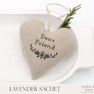 Vintage/Antique Linen Lavender Sachet Handmade gift for Best Friend/BFF/Her/Woman/Mom/Family Filled with French Lavender, Personalized image 1