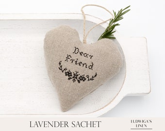 Vintage/Antique Linen Lavender Sachet – Handmade gift for Best Friend/BFF/Her/Woman/Mom/Family– Filled with French Lavender, Personalized
