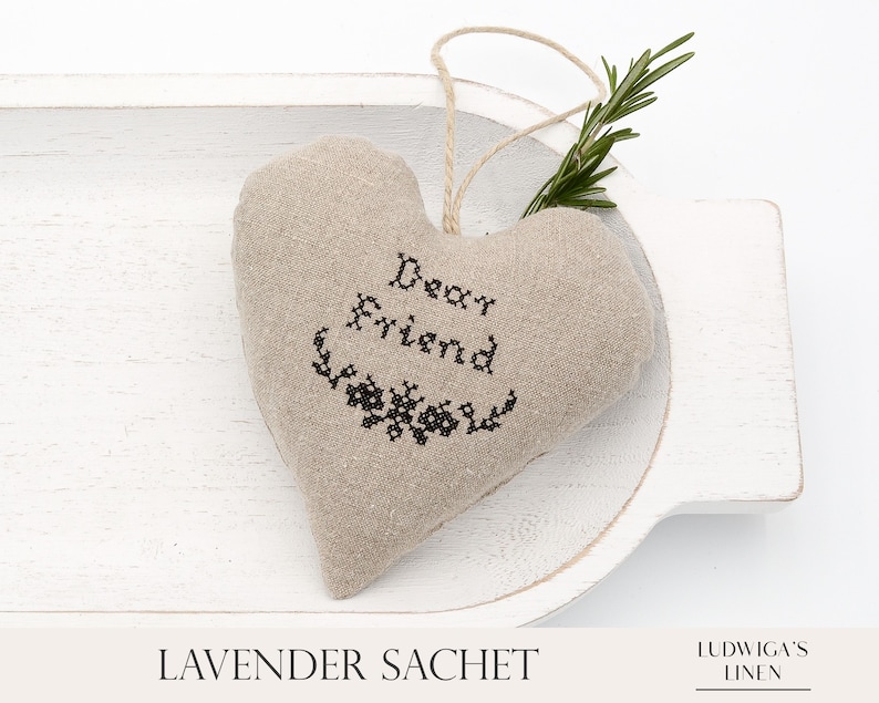 Vintage/Antique Linen Lavender Sachet Handmade gift for Best Friend/BFF/Her/Woman/Mom/Family Filled with French Lavender, Personalized image 1