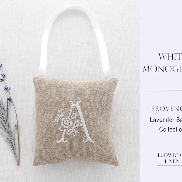 Monogram/Initial Lavender Sachet – Best personal gift for Her/Woman/Friends/Family/BFF/Mom – Made with Antique Linen & French Lavender