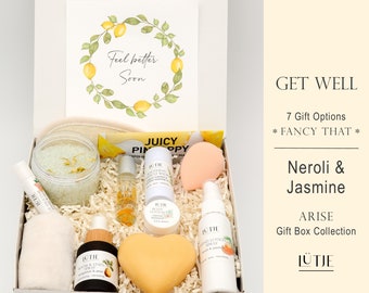 Get Well Gift Box Set – For Her/Women/Friend/Coworker/Sister – Bath, Spa, Selfcare, Natural Ingredients, Lotion, Essential Oil, Personalized