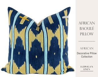 African Vintage Baoulé Pillow - Fits 20x20" Insert - Tribal/Colorful/Bohemian/Mid Century/Modern - Mix Easily with Other Colors/Patterns