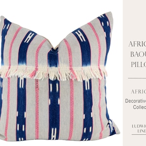 Vintage African Baoulé Pillow - Fits 20x20&quot; Insert - Tribal/Bohemian/Mid Century/Modern/Colorful - Easily Mix with Other Colors/Patterns