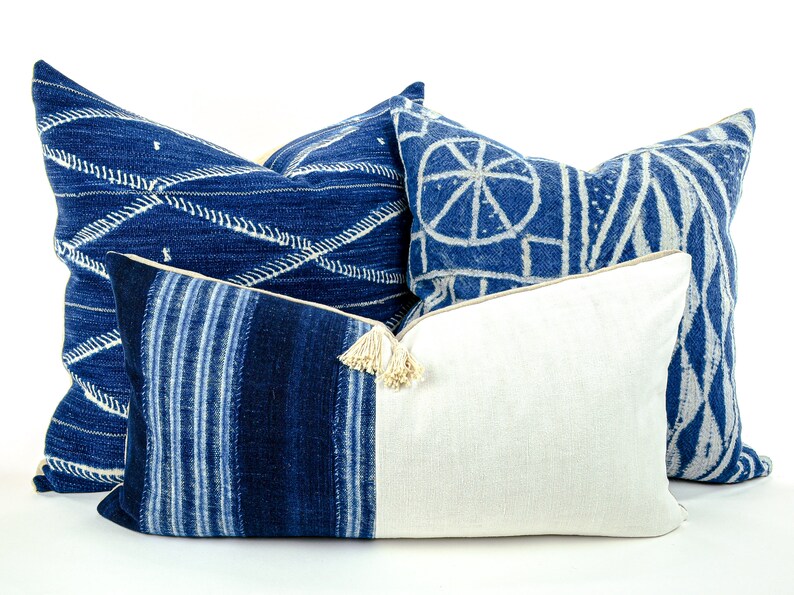 African Indigo Pillow Indigo With Antique White European Etsy