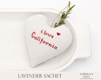 Favorite State Antique Linen Lavender Sachet – Best gift for Her/Woman/Friends/BFF/Family/Mom – Filled with French Lavender, Personalized