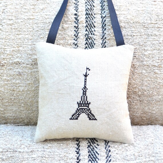 Antique Linen Square Sachet Eiffel Tower Etsy