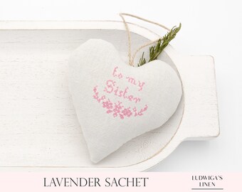 Vintage/Antique Linen Lavender Sachet – Handmade gift for Sister/Her/Woman/BFF/Friends/Family– Filled with French Lavender, Personalized