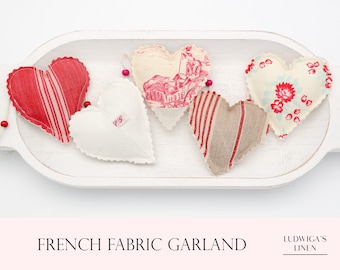 Antique/Vintage French Cotton Heart Garland - Modern Farmhouse/Country Decor for Holidays, Celebrations and other Special Occasions