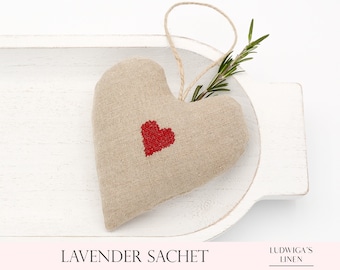 Antique Linen Heart Lavender Sachet – Best gift for Her/Woman/Friends/Family/BFF/Mom – Filled with French Lavender, Personalized