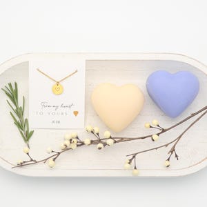 18K Gold-Plated Heart Necklace with Tea Rose & Lavender Heart Soap Gift Set