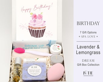 Birthday Gift Box – Spa Self Care Set for Friend/Daughter/Woman/ Grandma with Natural Ingredient Lotion, Soap Bath Set & Personalized Card