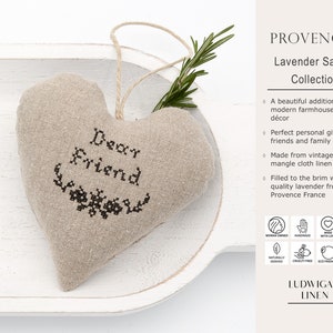 Vintage/Antique Linen Lavender Sachet Handmade gift for Best Friend/BFF/Her/Woman/Mom/Family Filled with French Lavender, Personalized image 2