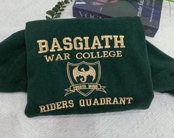 Embroidery Fourth Wing Dragon Sweatshirt, Dragon Rider Sweater, Fourth Wing Basgiath War College Hoodie for Bookish, Gift for Her, bookish