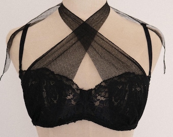Vintage La Perla black bow bra