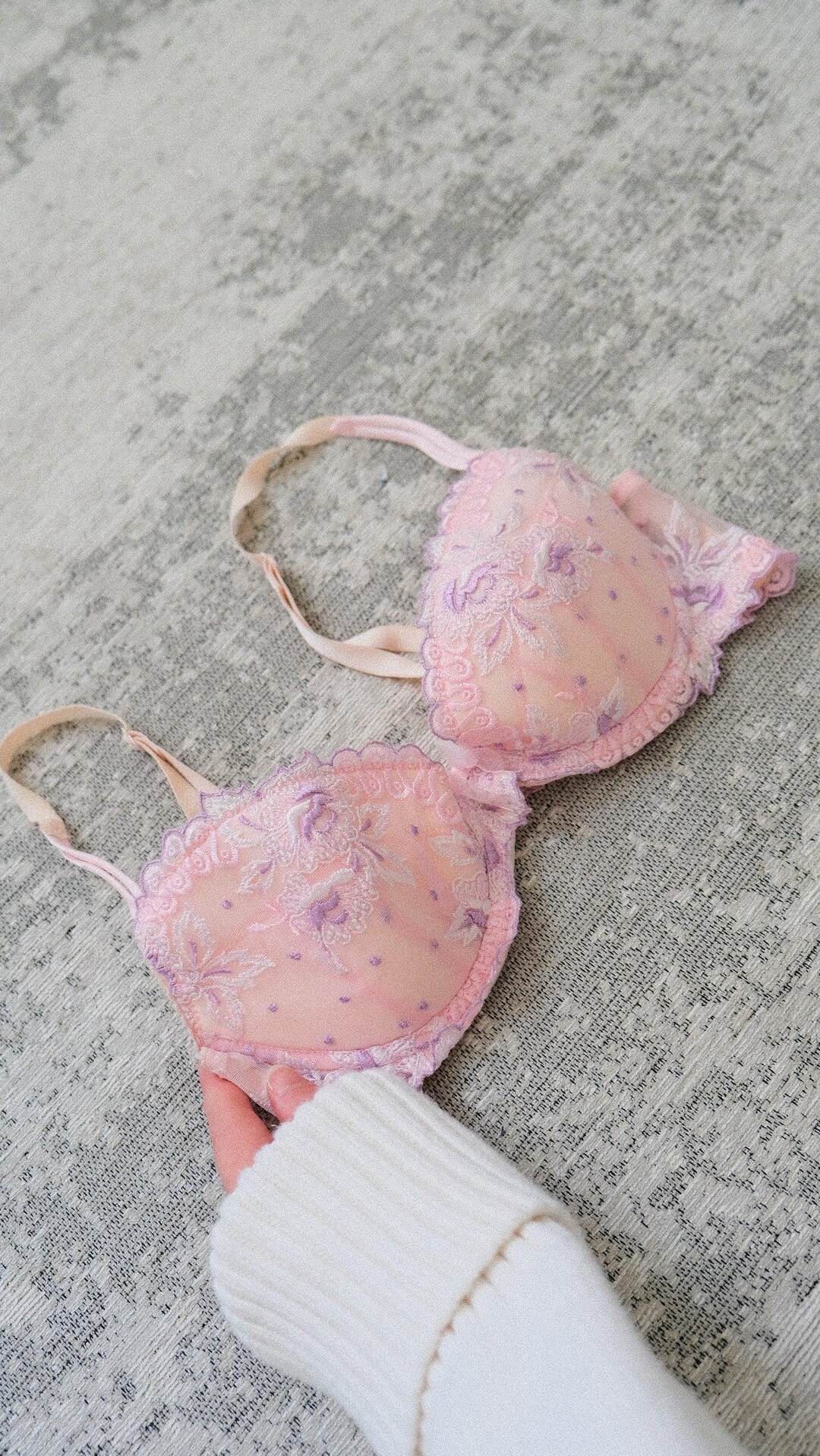 Vintage Pink and Lilac Rare Bra Coquette - Etsy