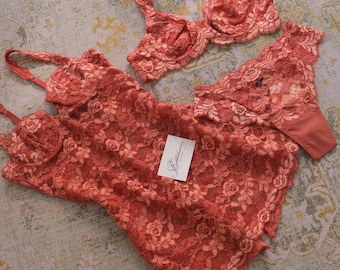 Conjunto de lencería vintage rosa La Perla