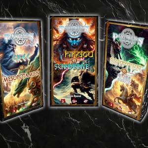 PANTHEONS - Battle of Gods™ ; jeu de cartes mythologique ; Version Française ; Fabrication Artisanale