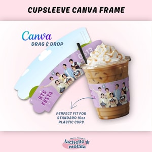 編集可能なカップスリーブCanvaフレームテンプレート | すぐにダウンロード