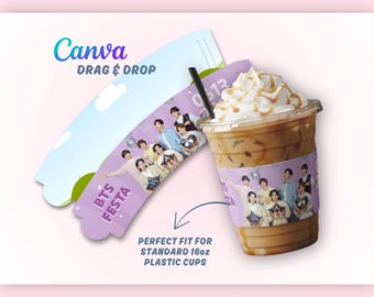 Editable Cup Sleeve Canva Frame Template | Instant Download