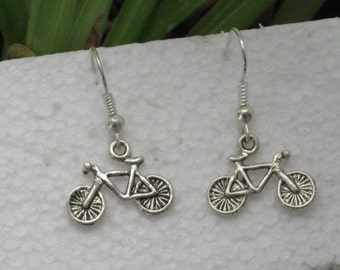 Bicycle shaped tibetan silver earrings