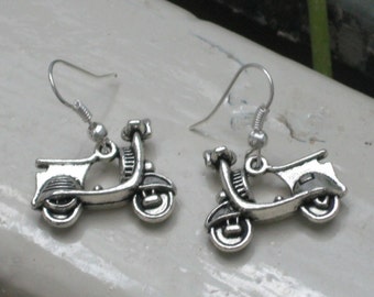 Motorcycle Vespa shaped tibetian silver earrings