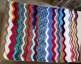 Colorful Baby boy/girl blanket waves pattern OOAK