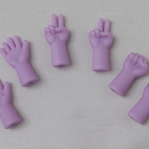 Three (3) pairs of silicone knitting points protectors - Rock, Paper, Scissors - Purple
