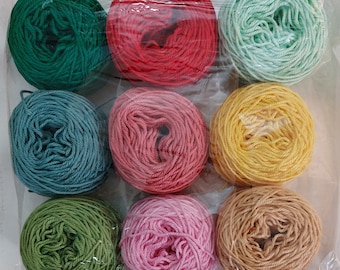 Set of cotton yarn minis colour, pack of 9 x 20gr - Type A