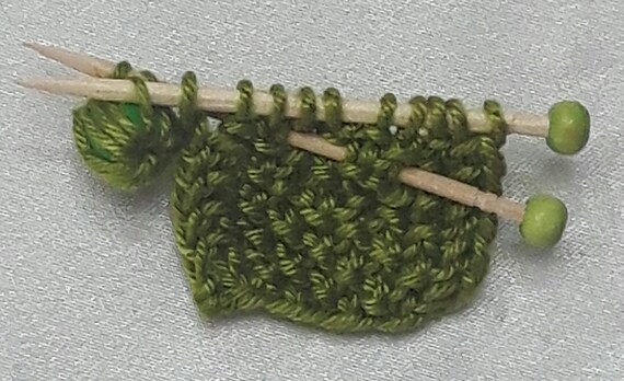 Knitting Brooch Pin With Miniature Knitting Bamboo Needles and a